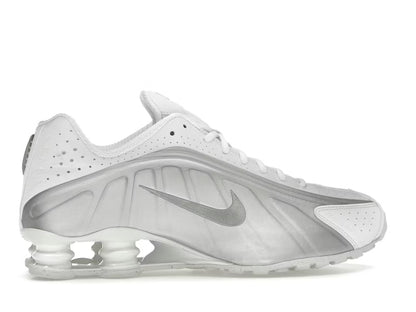 Nike Shox R4 en blanco carmesí brillante plateado metalizado